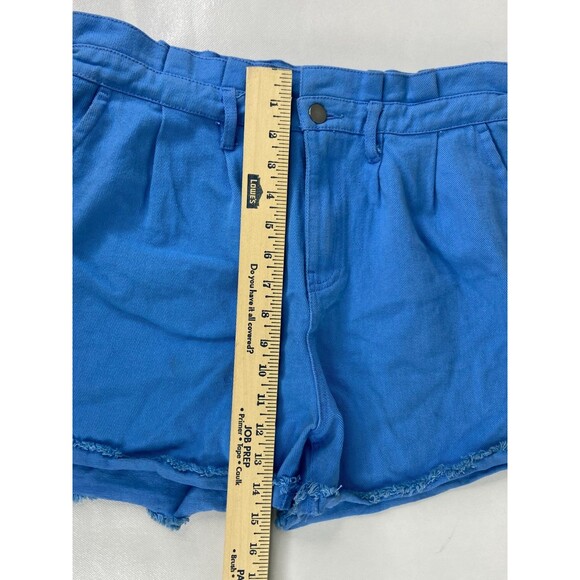 New In Collection Women Large Blue Shorts Cutoff Cuff Scrunch Waist NWT - Picture 7 of 7